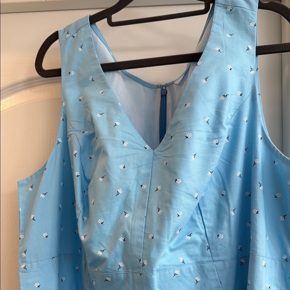 eShakti Blue Sleeveless V-Neck Midi Dress NWOT - Picture 2 of 6